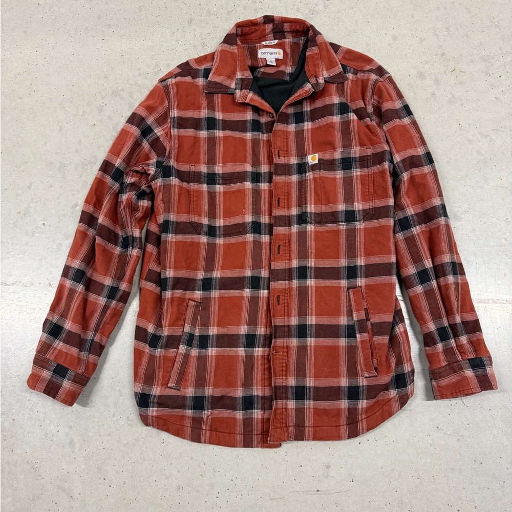 Carhartt Red and Black Men’s Flannel Fleece Shirt Jacket